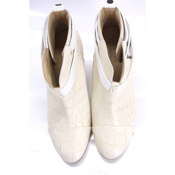 Rag & Bone Ivory Leather Harrow Ankle Booties SZ 39.5 Belted Block Heel New $550 - Picture 8 of 12